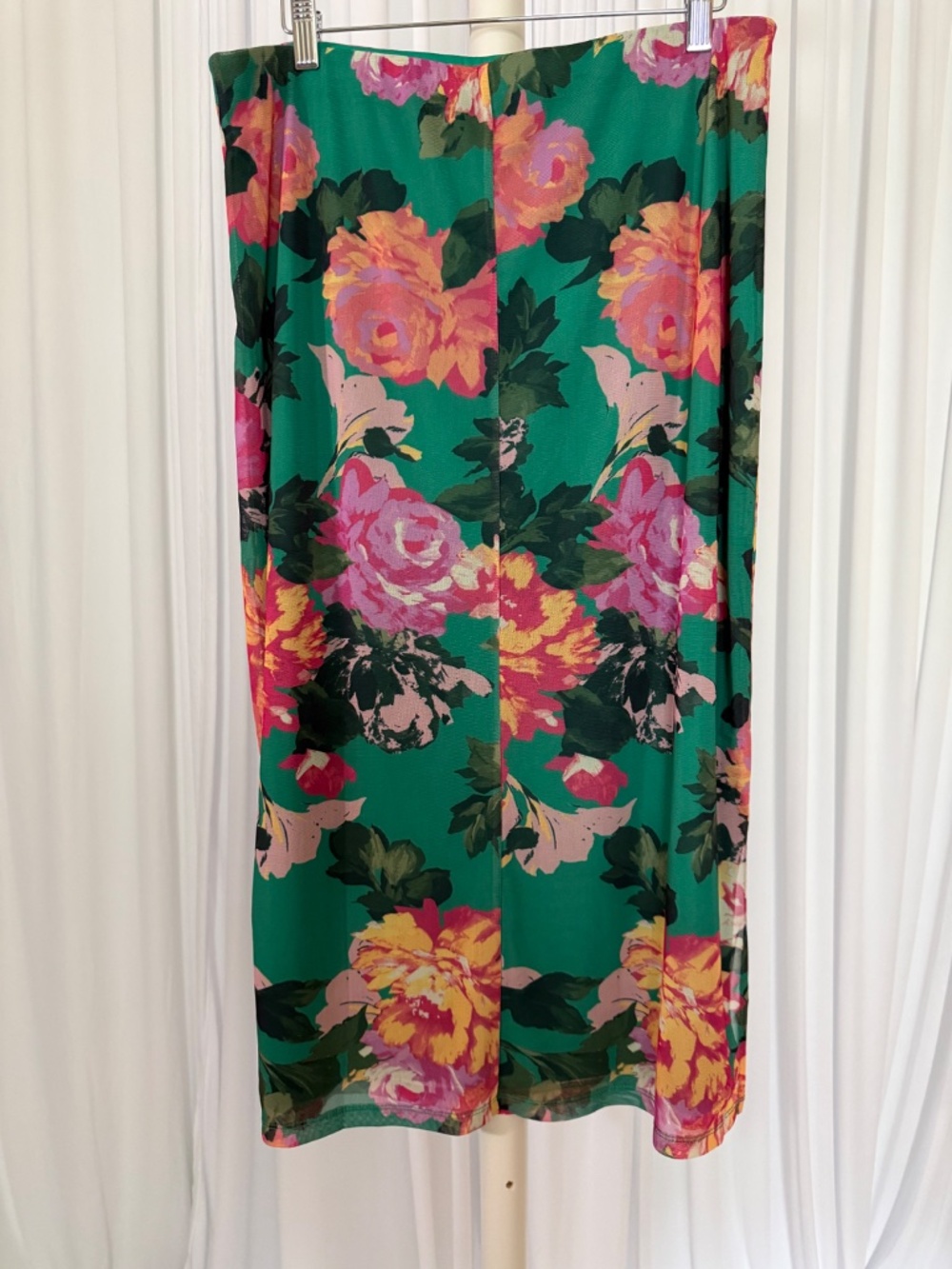 IMAN Global Chic Floral Mesh Midi Skirt L NWOT Lined Pull-On - Picture 4 of 16